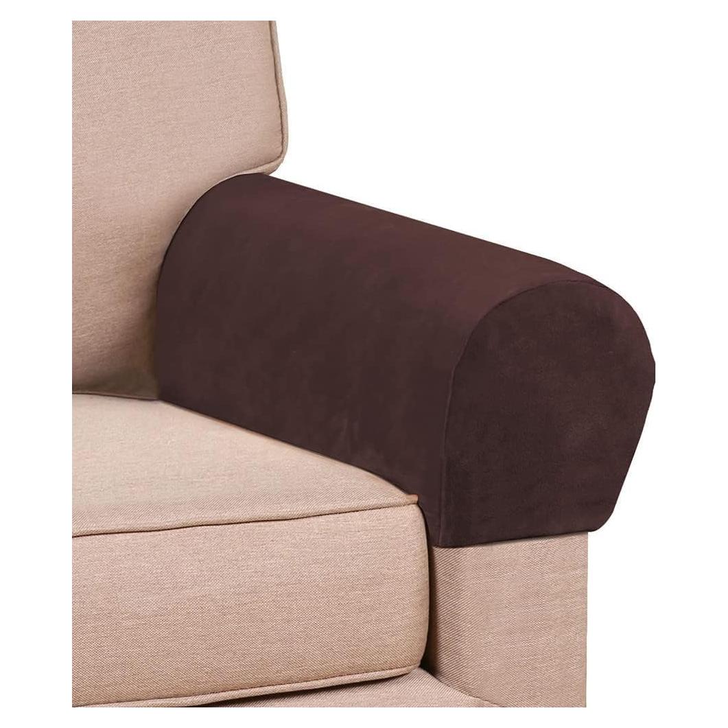 Fundas de Reposabrazos de Sofá Chaexii Marrón Oscuro - 2 Piezas