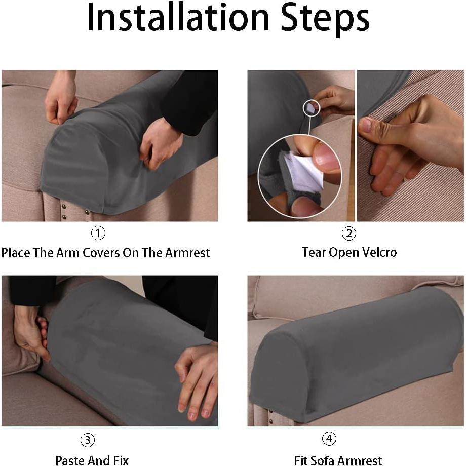 Fundas de Reposabrazos de Sofá Chaexii Marrón Oscuro - 2 Piezas