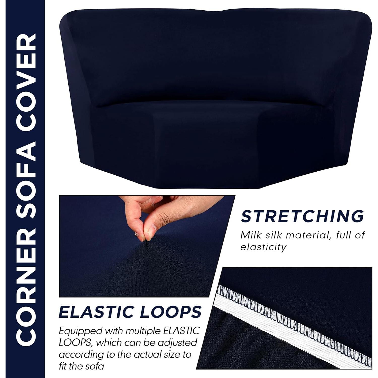Funda Sofá Esquinera Weysat Navy Seda de Leche Antideslizante