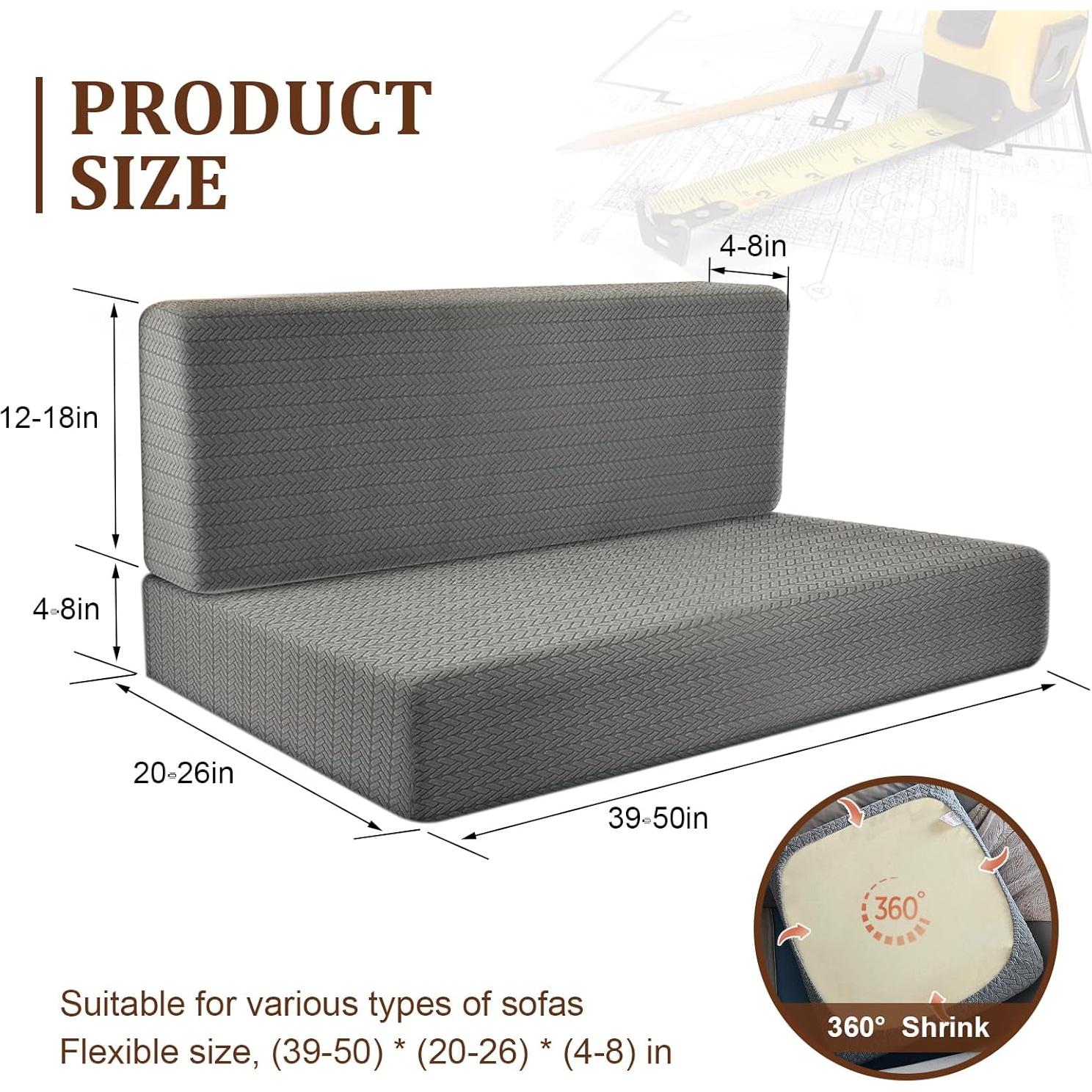 Funda de Cojines para Sofá Dinette RV LWuuywa 2PCS Gris