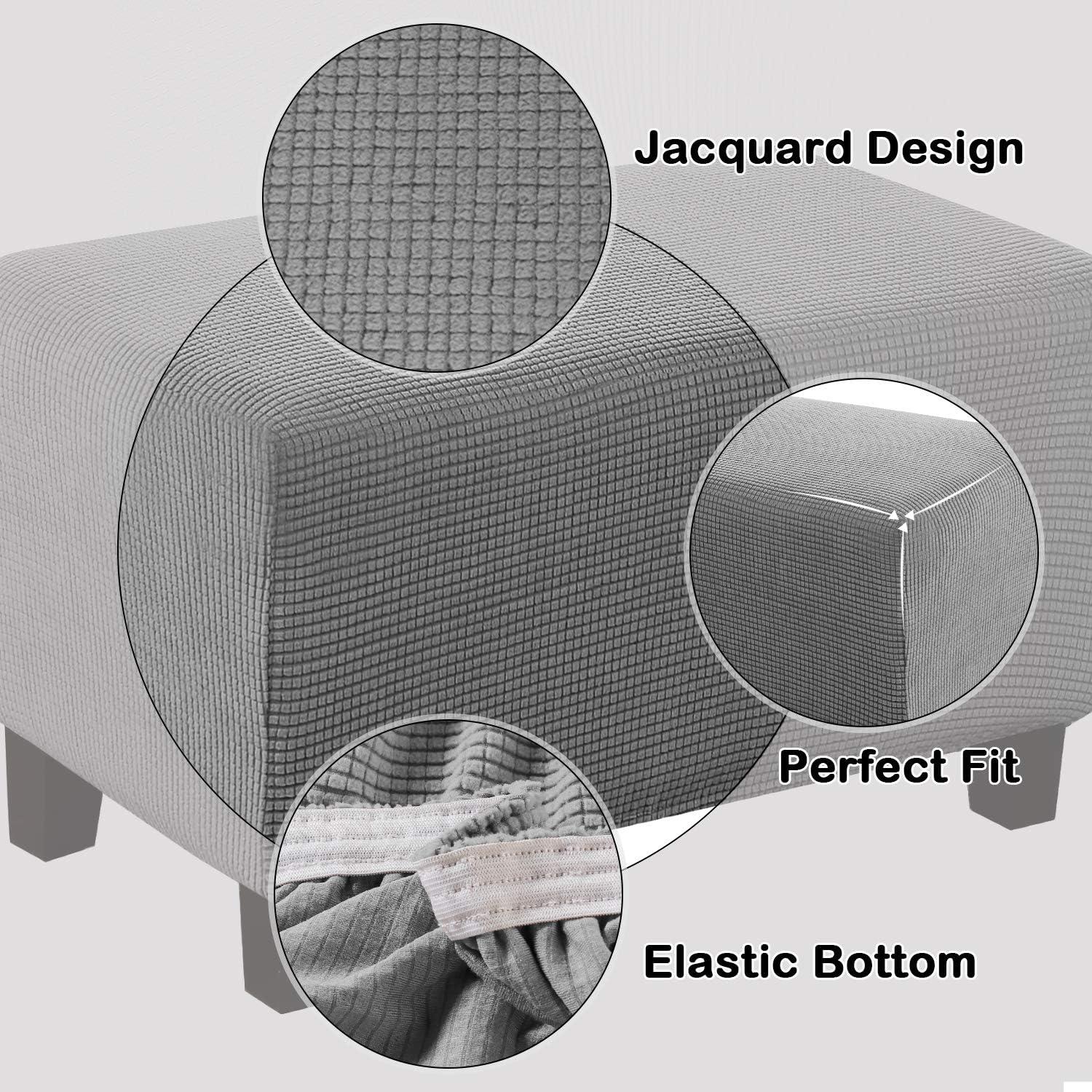 Funda de Ottoman Turquoize Grande Gris Paloma Elástica