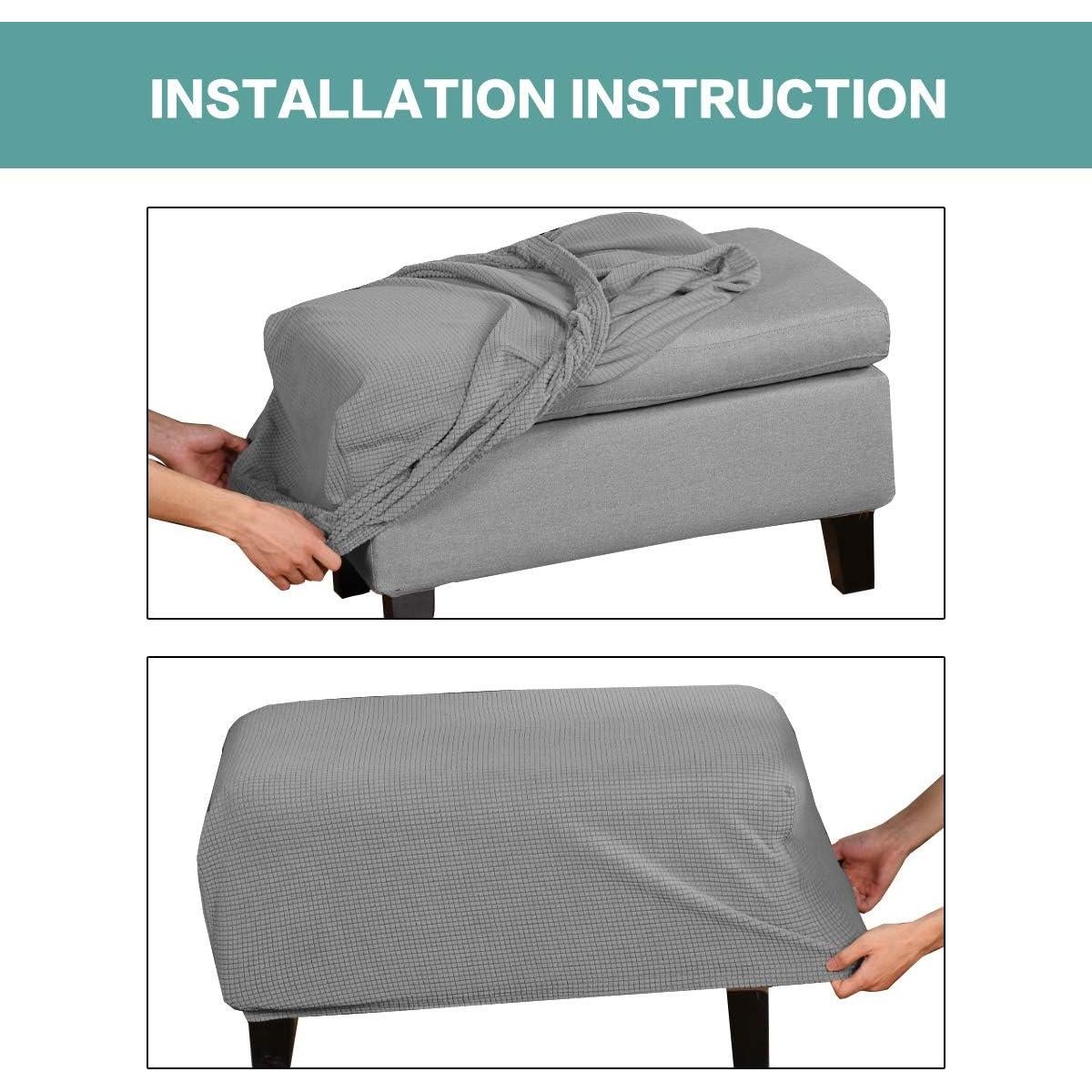 Funda de Ottoman Turquoize Grande Gris Paloma Elástica