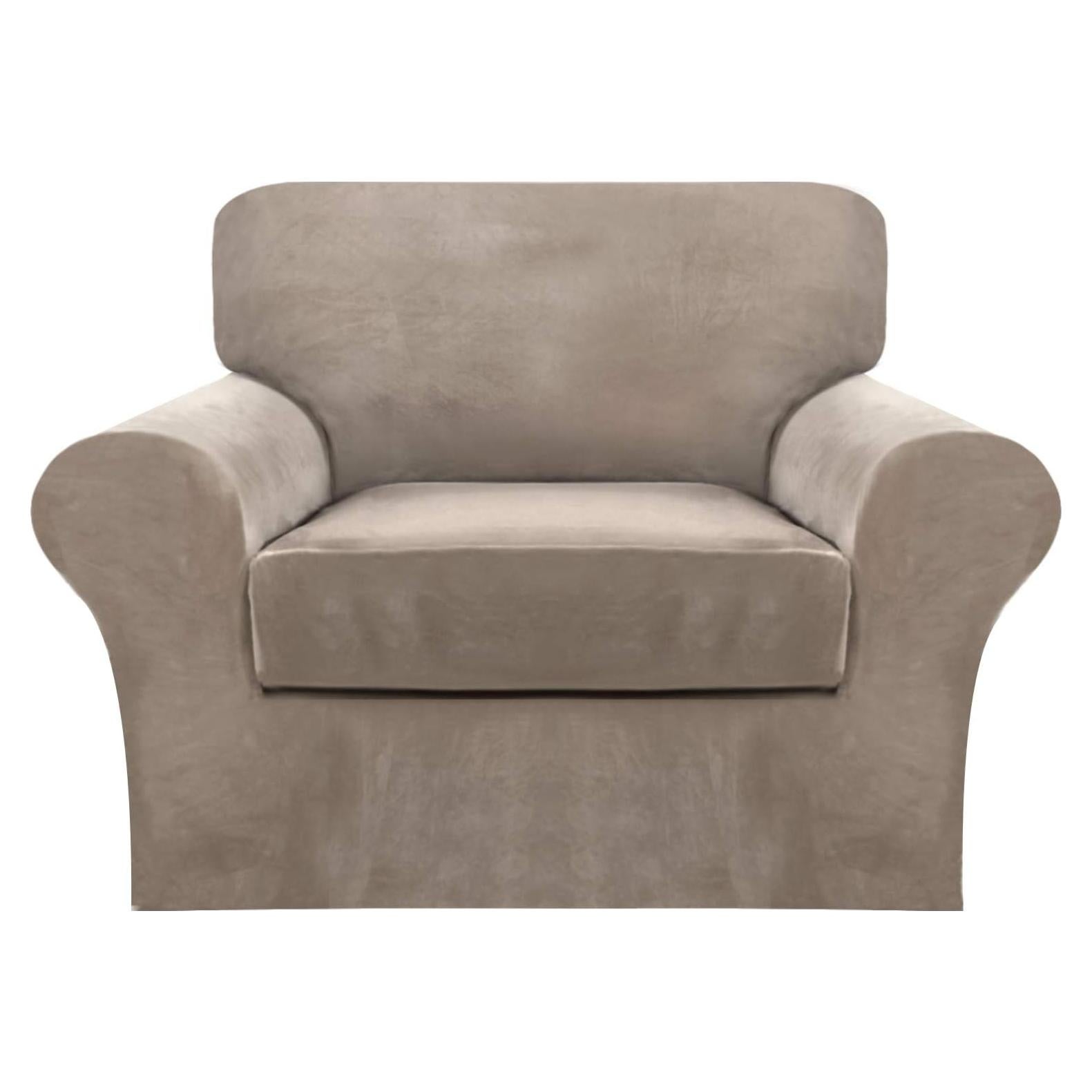 FantasDecor Funda de Sofá 2 Piezas Terciopelo Taupe