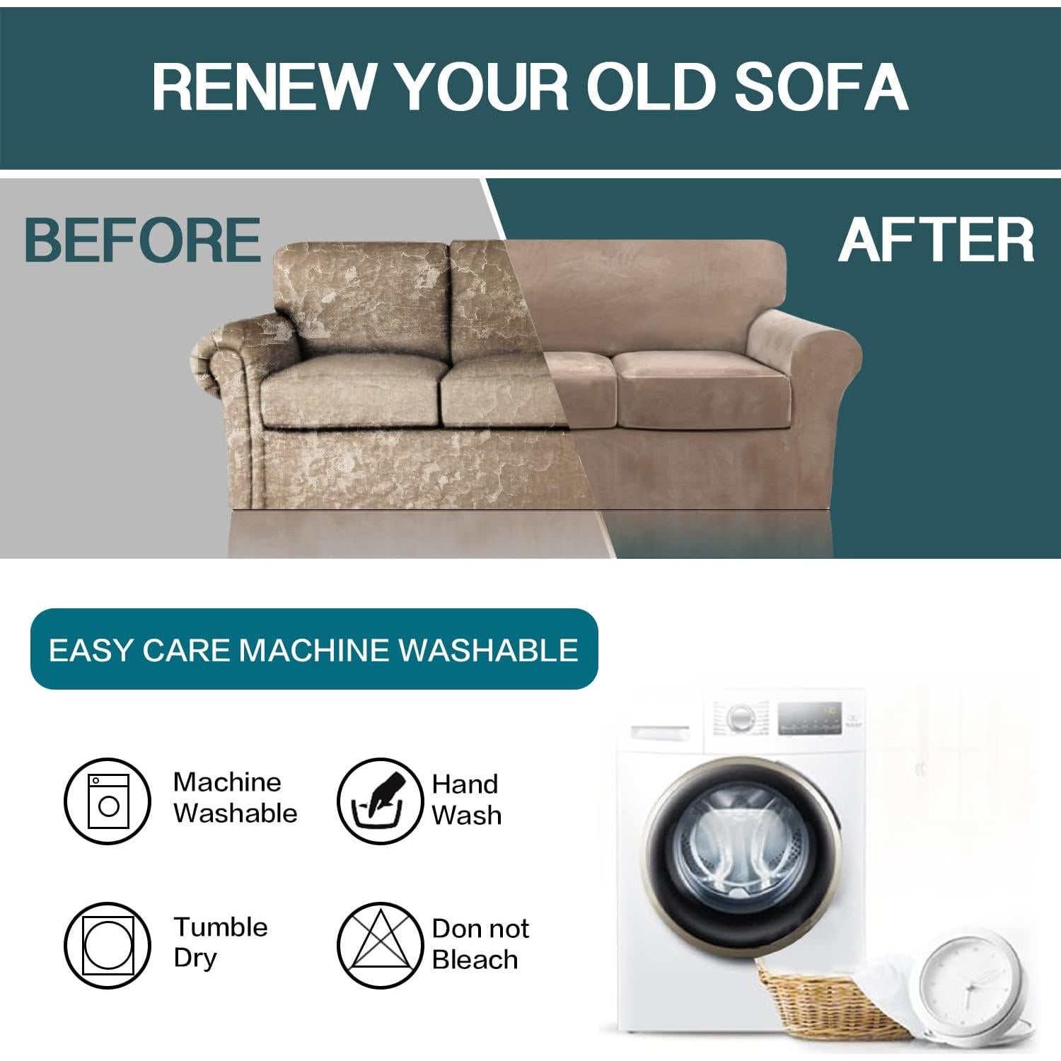 FantasDecor Funda de Sofá 2 Piezas Terciopelo Taupe