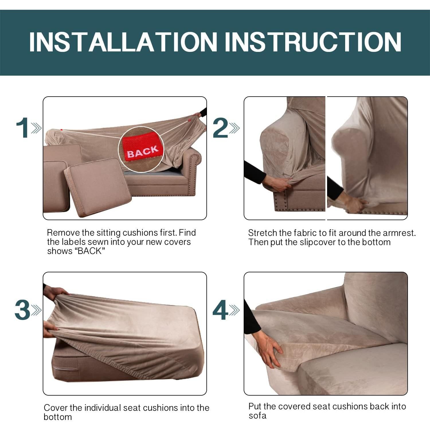 FantasDecor Funda de Sofá 2 Piezas Terciopelo Taupe