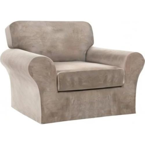 FantasDecor Funda de Sofá 2 Piezas Terciopelo Taupe