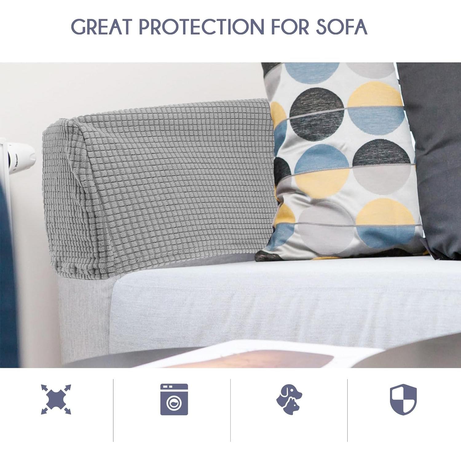 Fundas para Reposabrazos Sofá BESPORTBLE 2 Piezas Gris Claro