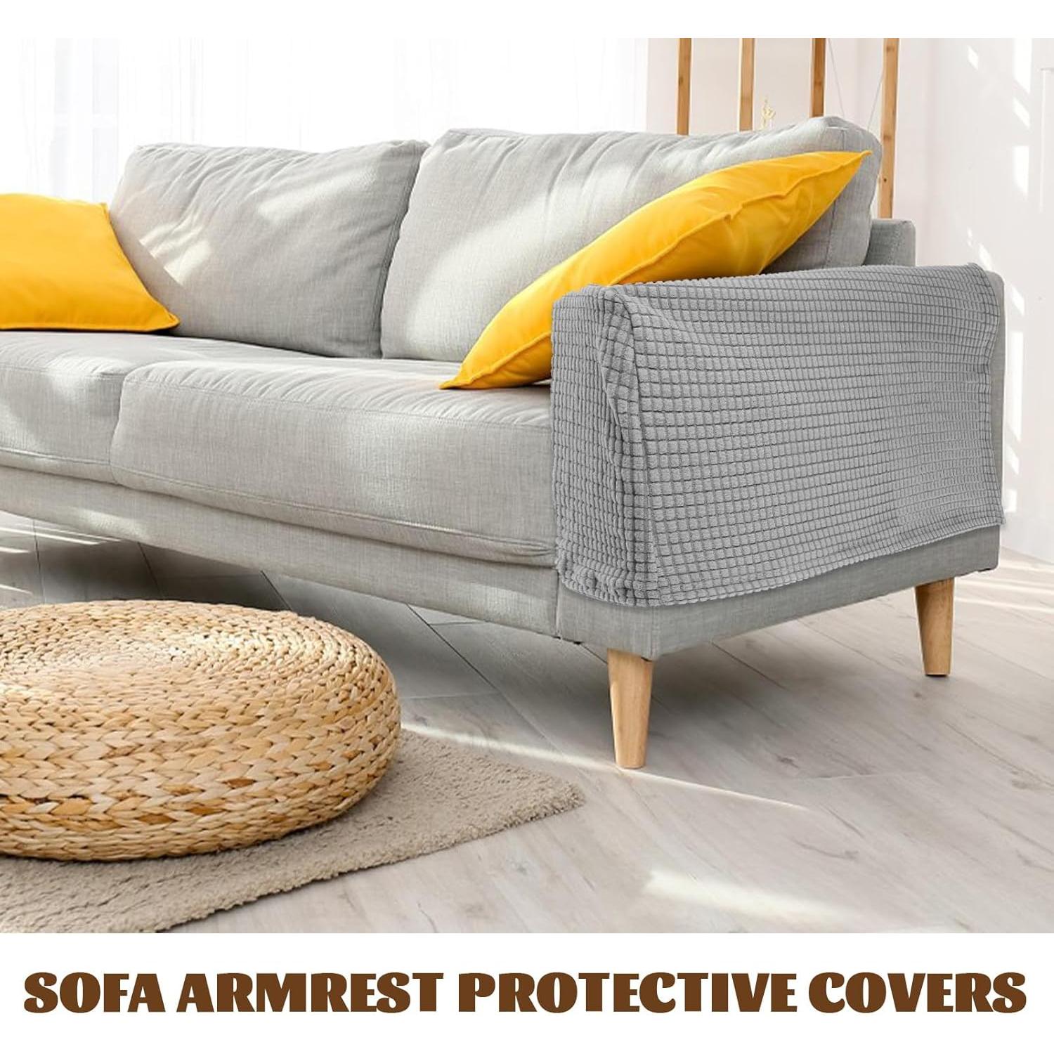 Fundas para Reposabrazos Sofá BESPORTBLE 2 Piezas Gris Claro