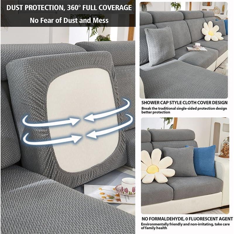 Funda de Sofá MAOILY Gris Medio Chaise Lavable Antideslizante