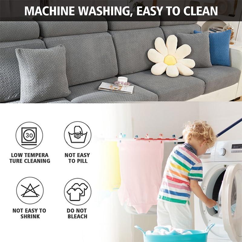 Funda de Sofá MAOILY Gris Medio Chaise Lavable Antideslizante