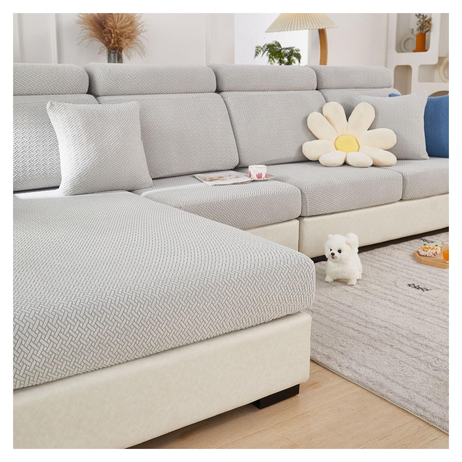 Funda de Sofá Seccional Disayu Gris Claro Antideslizante