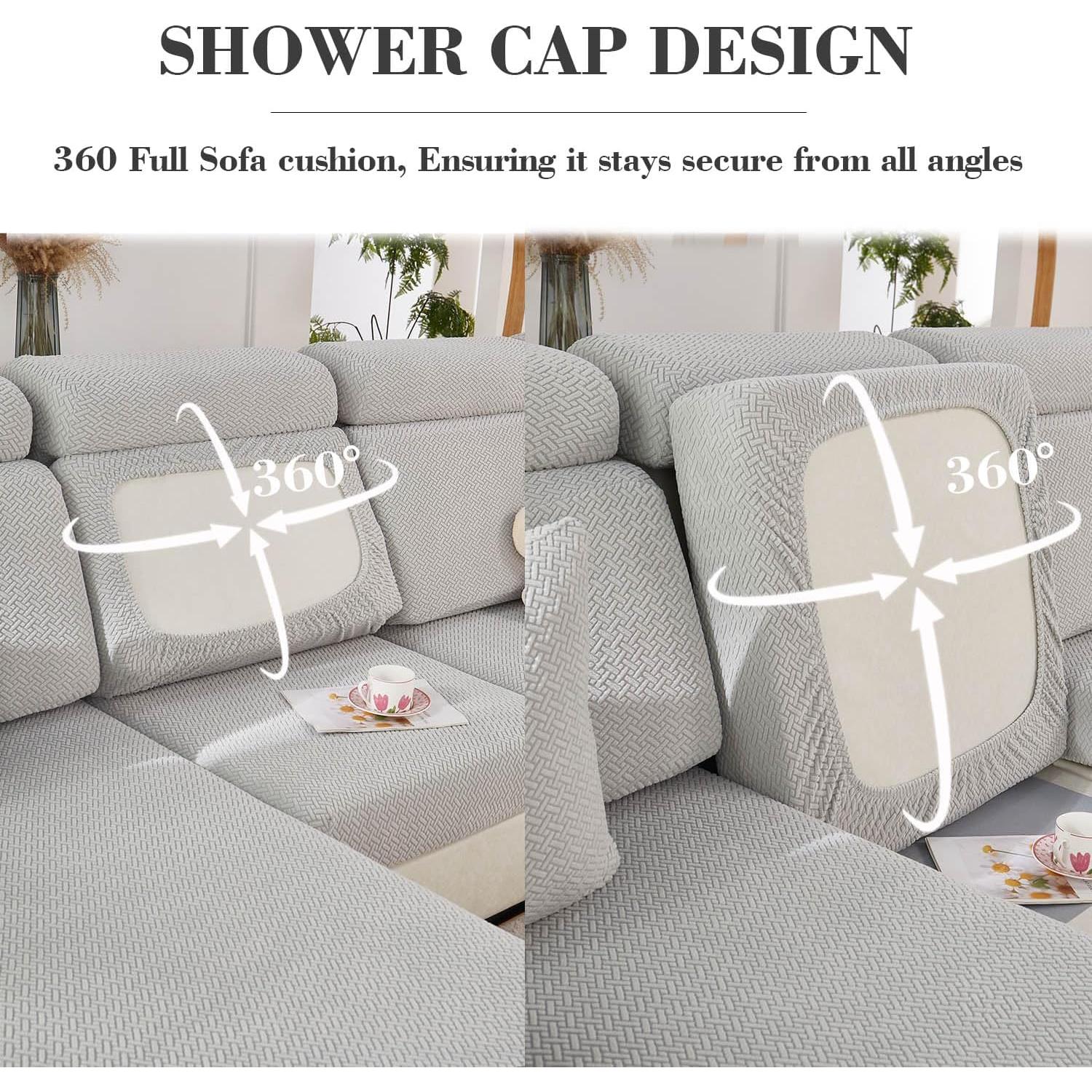 Funda de Sofá Seccional Disayu Gris Claro Antideslizante