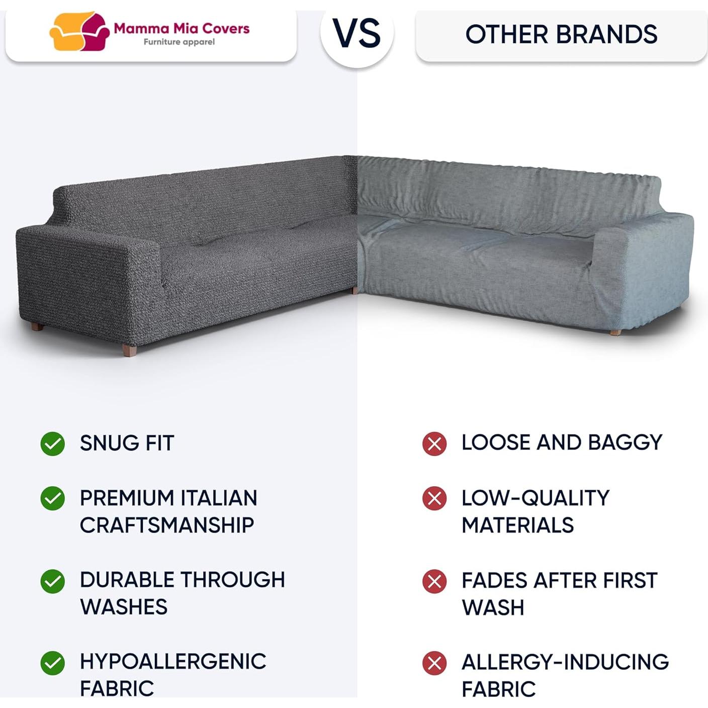 Funda Sofá Esquinero PAULATO 135-198 cm Taupe Lavable