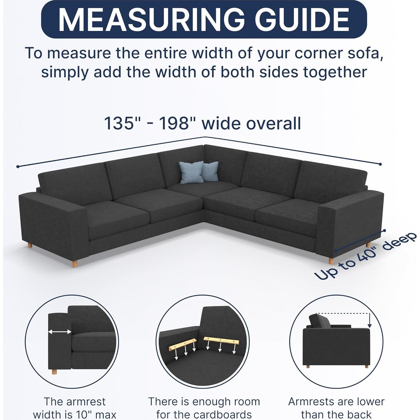 Funda Sofá Esquinero PAULATO 135-198 cm Taupe Lavable