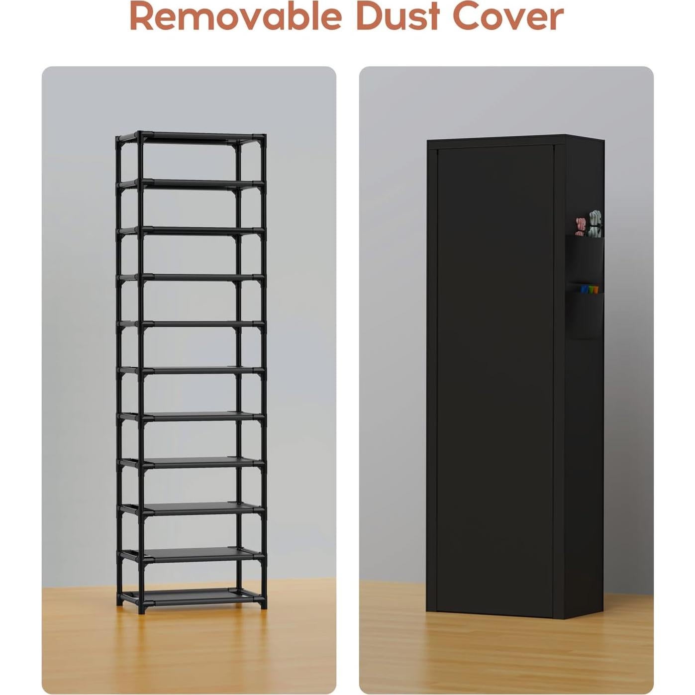 Estante para Zapatos VTRIN 10 Niveles Negro a Prueba de Polvo