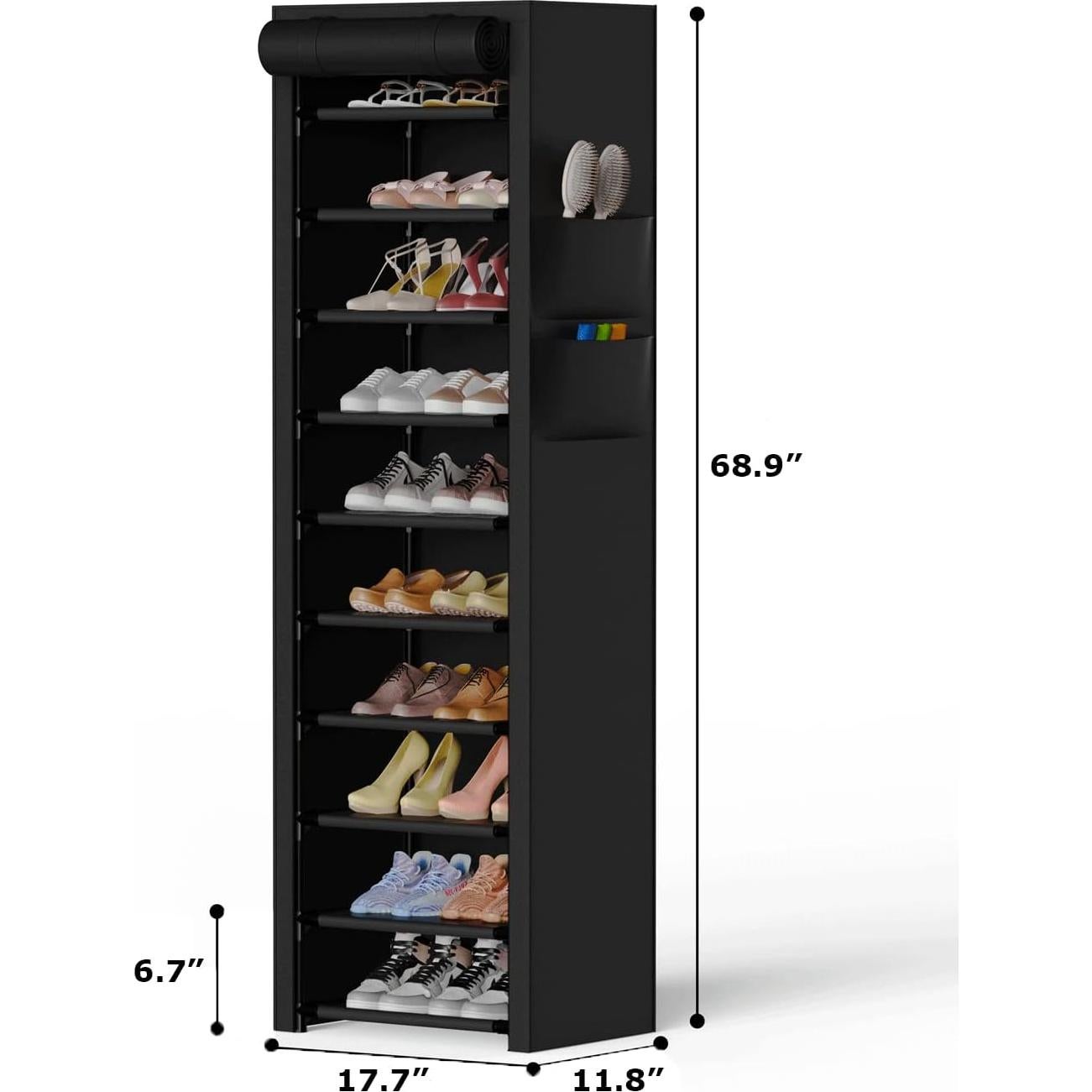 Estante para Zapatos VTRIN 10 Niveles Negro a Prueba de Polvo