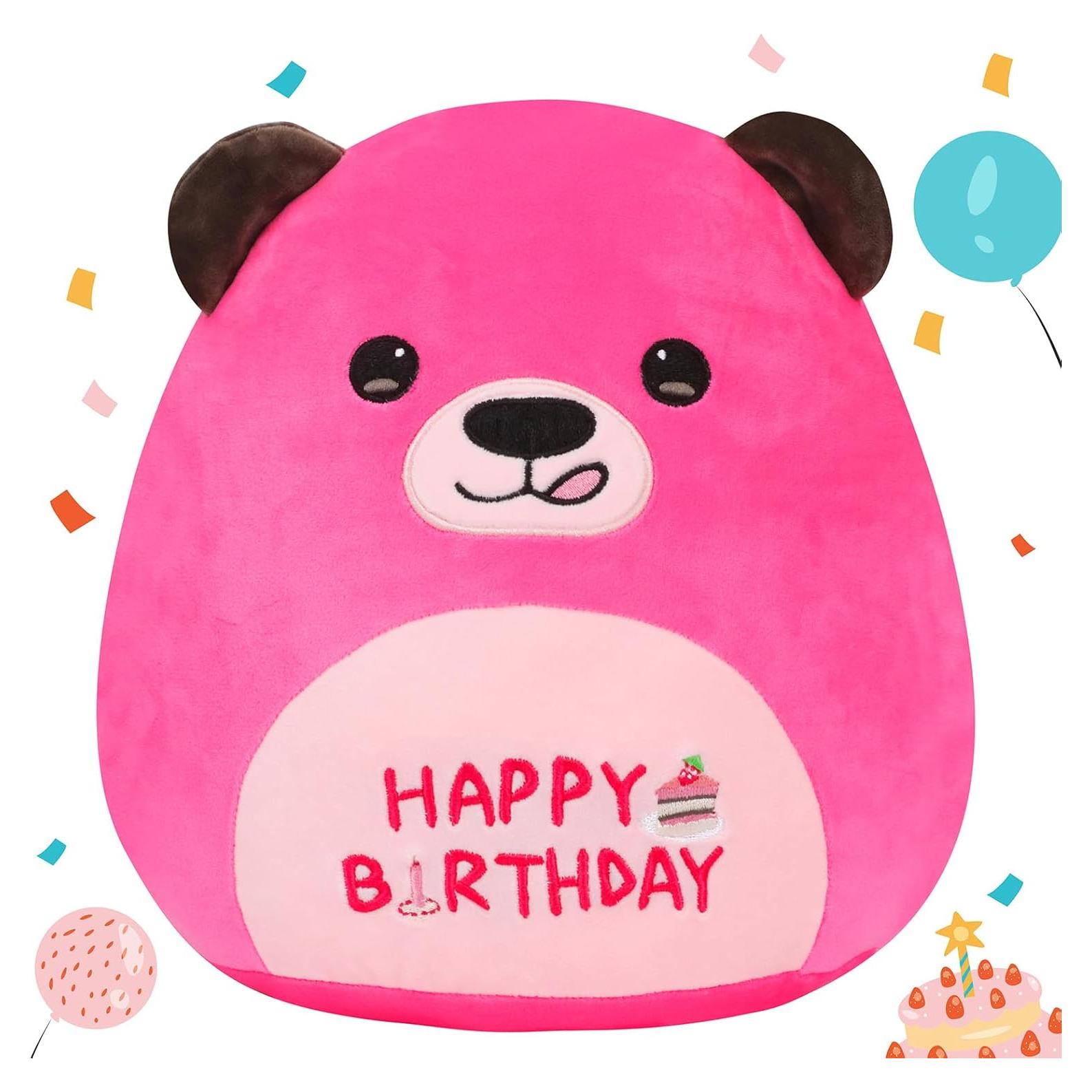 Almohada de Peluche Osito Rosa Fucsia Mushymallow 30x28x12cm