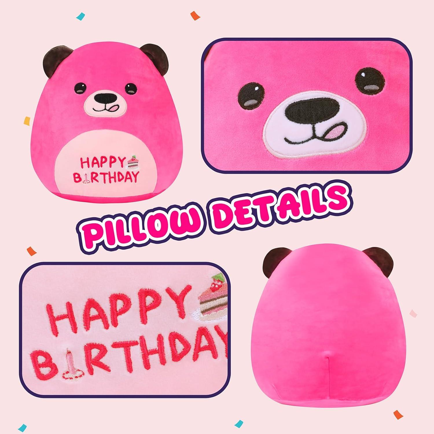 Almohada de Peluche Osito Rosa Fucsia Mushymallow 30x28x12cm