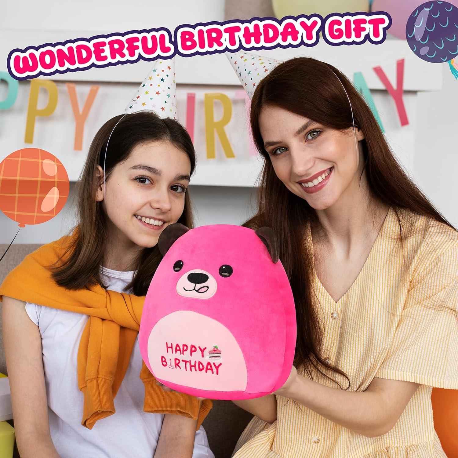 Almohada de Peluche Osito Rosa Fucsia Mushymallow 30x28x12cm