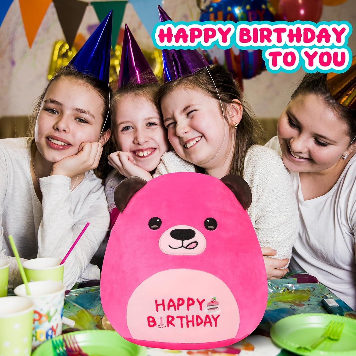 Almohada de Peluche Osito Rosa Fucsia Mushymallow 30x28x12cm