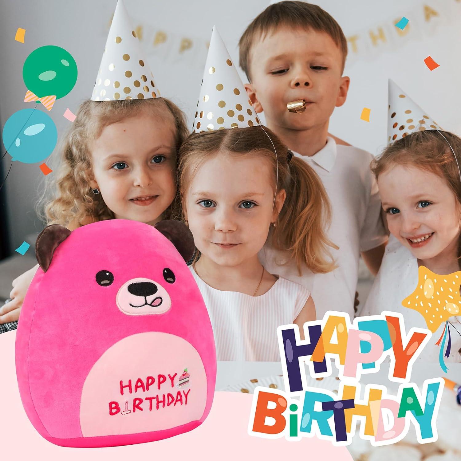 Almohada de Peluche Osito Rosa Fucsia Mushymallow 30x28x12cm