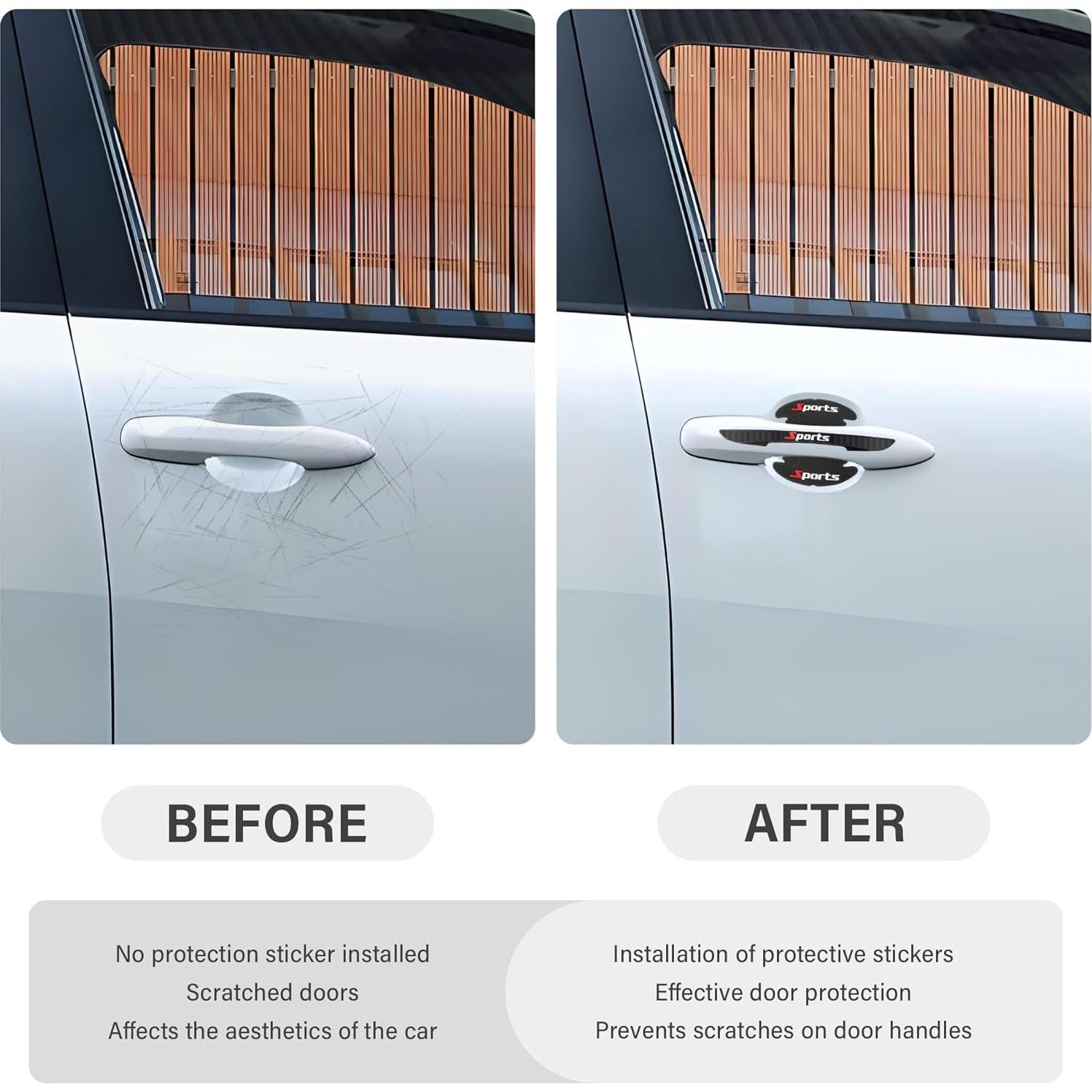 4 Protectores de Puerta y Manija de Coche Stacool Negro