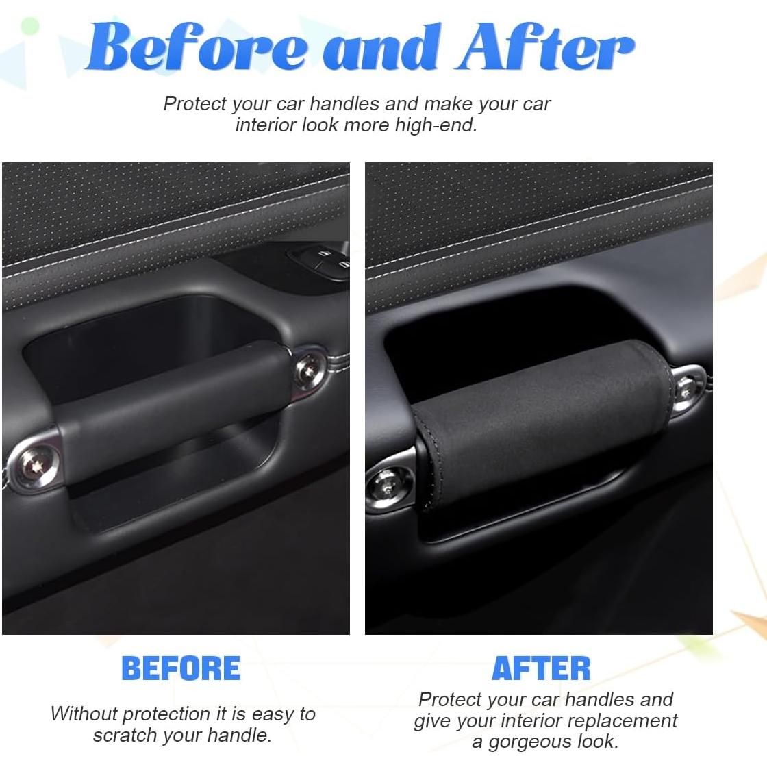 BESULEN Protector de Manija de Puerta Interior Auto 2Pcs Negro