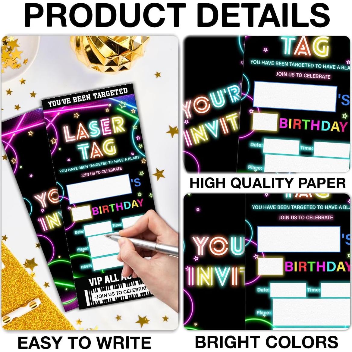 Invitaciones de Fiesta Laser Tag Qlnuk Set de 20 Tickets
