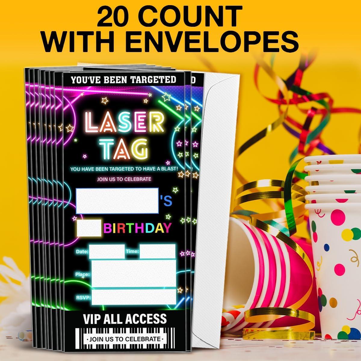 Invitaciones de Fiesta Laser Tag Qlnuk Set de 20 Tickets