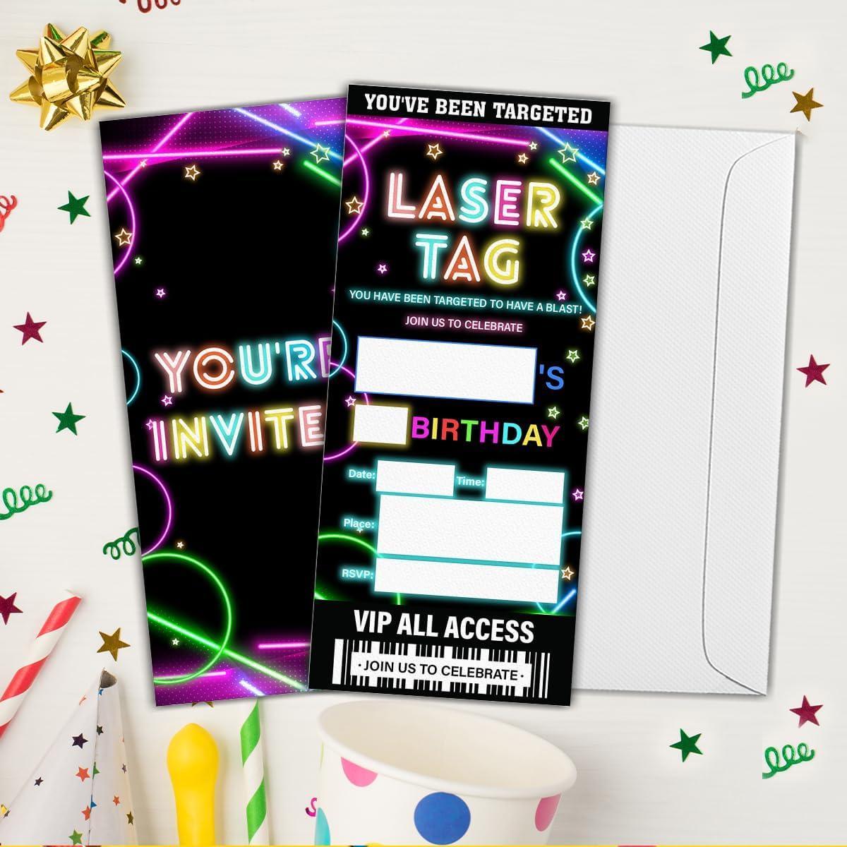 Invitaciones de Fiesta Laser Tag Qlnuk Set de 20 Tickets