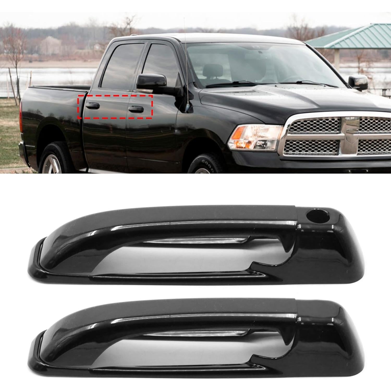 Cubiertas de Manija de Puerta Brillante Negra Anxingo 4 Pcs