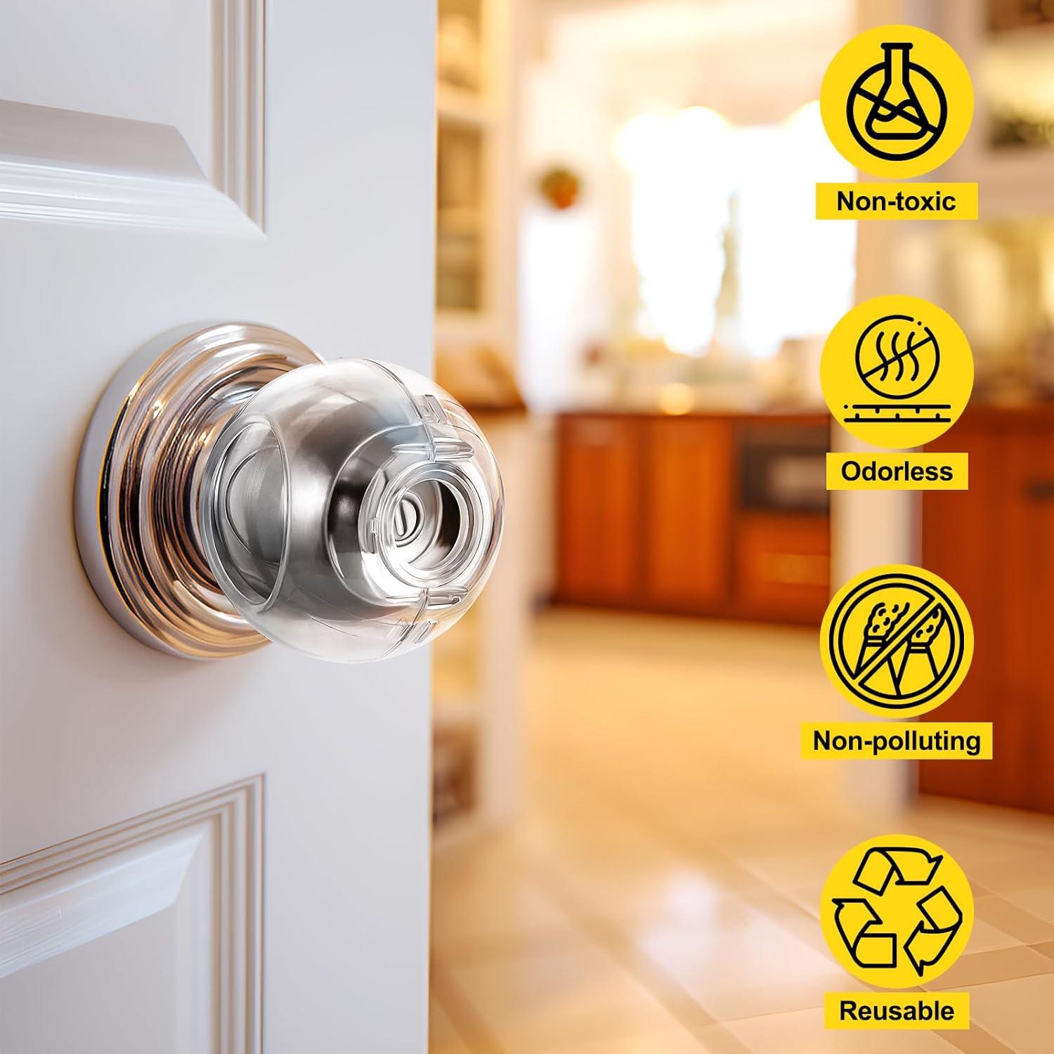 Cubierta de Seguridad para Perillas de Puerta Transparentes - 4 Unidades