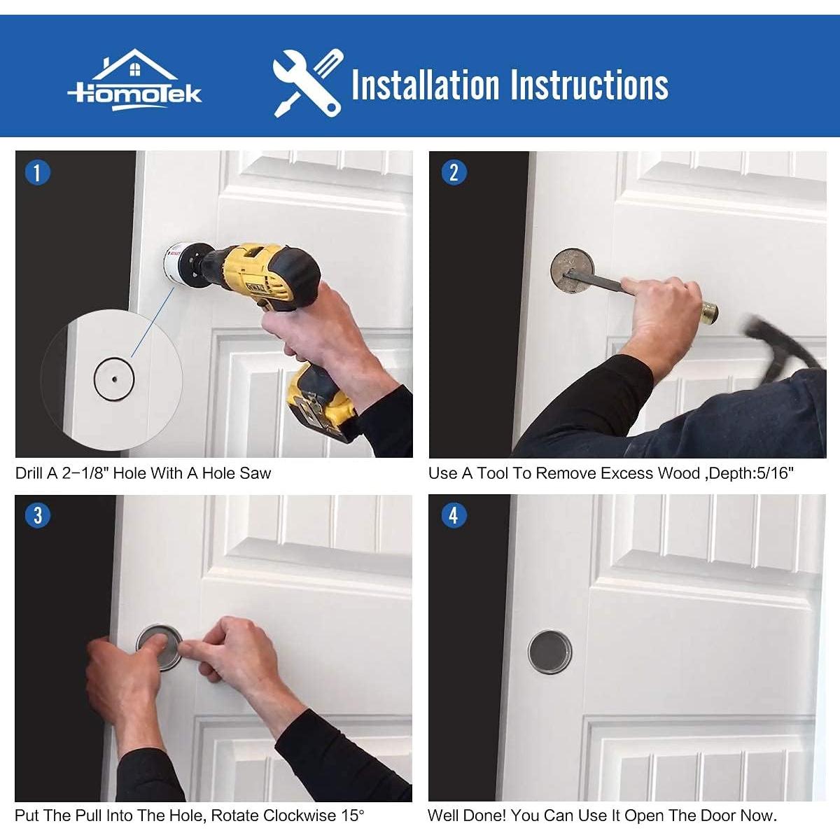 HOMOTEK Tiradores para Puertas de Closet 4 Unidades Negro Mate