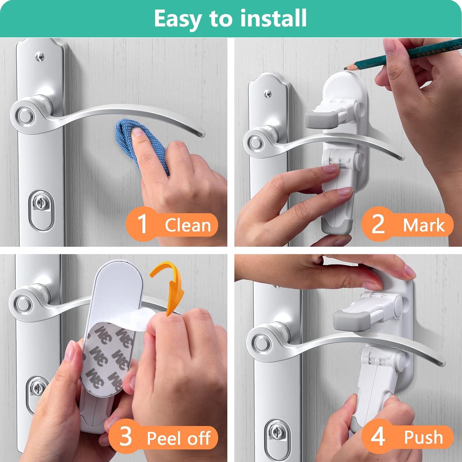 Cerradura de Palanca para Puerta 3 Piezas Gris Seguridad Infantil