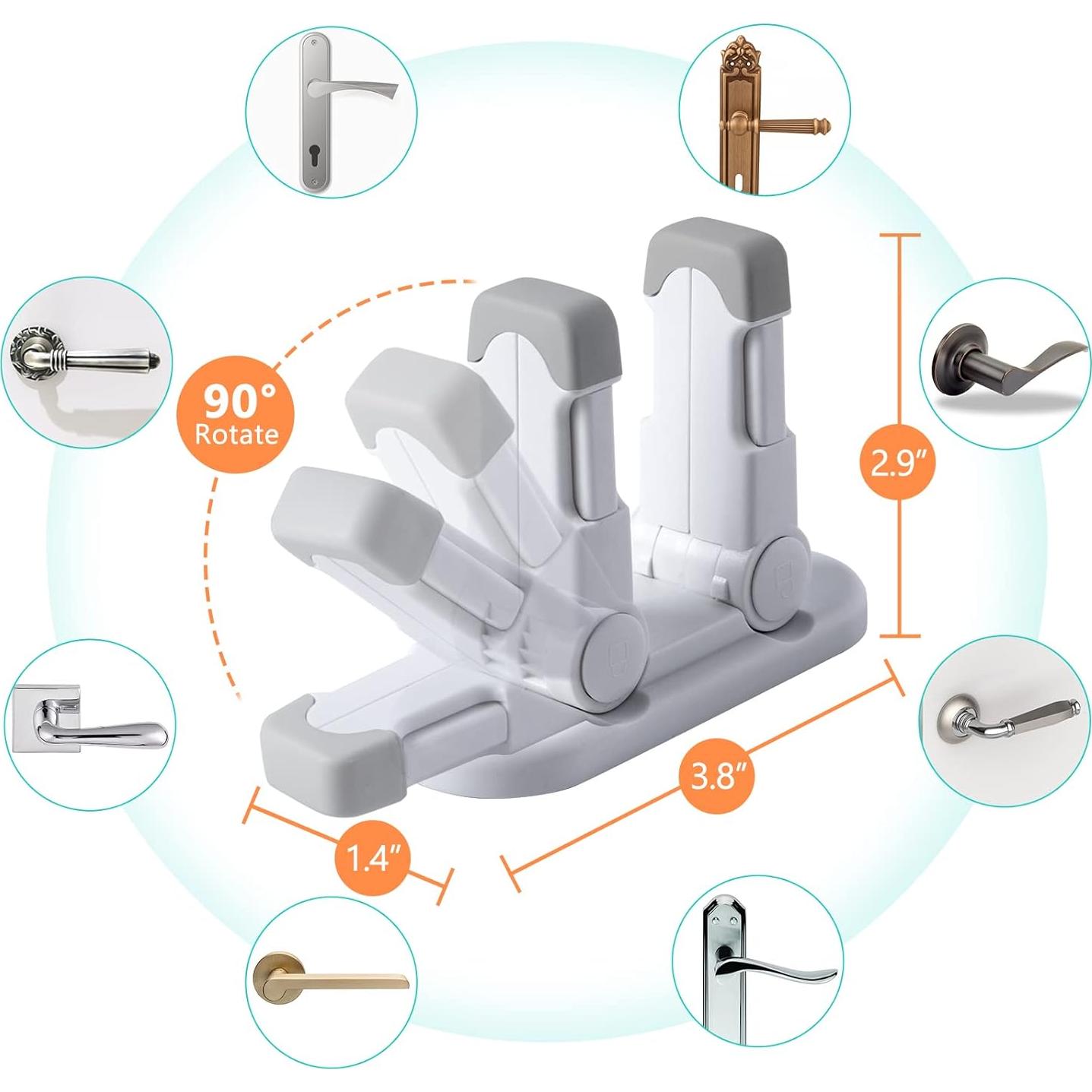 Cerradura de Palanca para Puerta 3 Piezas Gris Seguridad Infantil