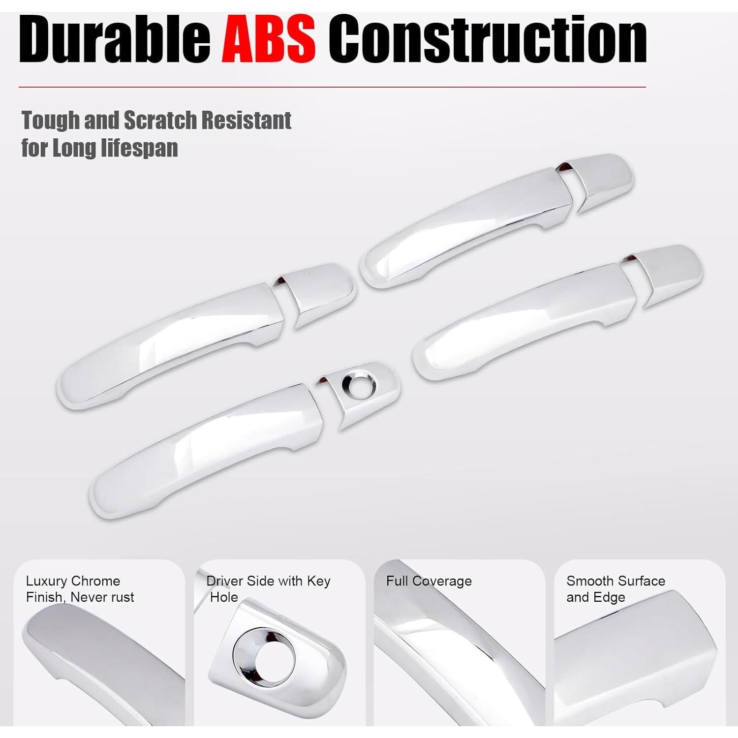 Cubiertas de Manijas de Puerta Cromadas IKON MOTORSPORTS 8 PCS