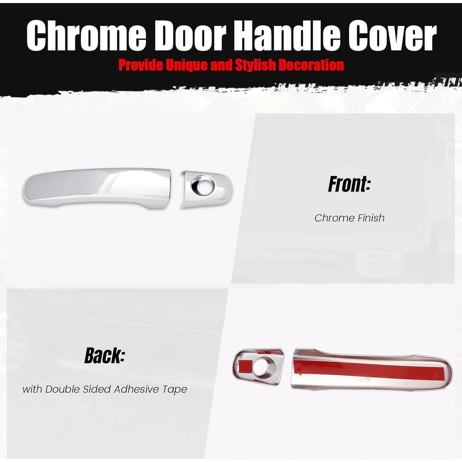 Cubiertas de Manijas de Puerta Cromadas IKON MOTORSPORTS 8 PCS