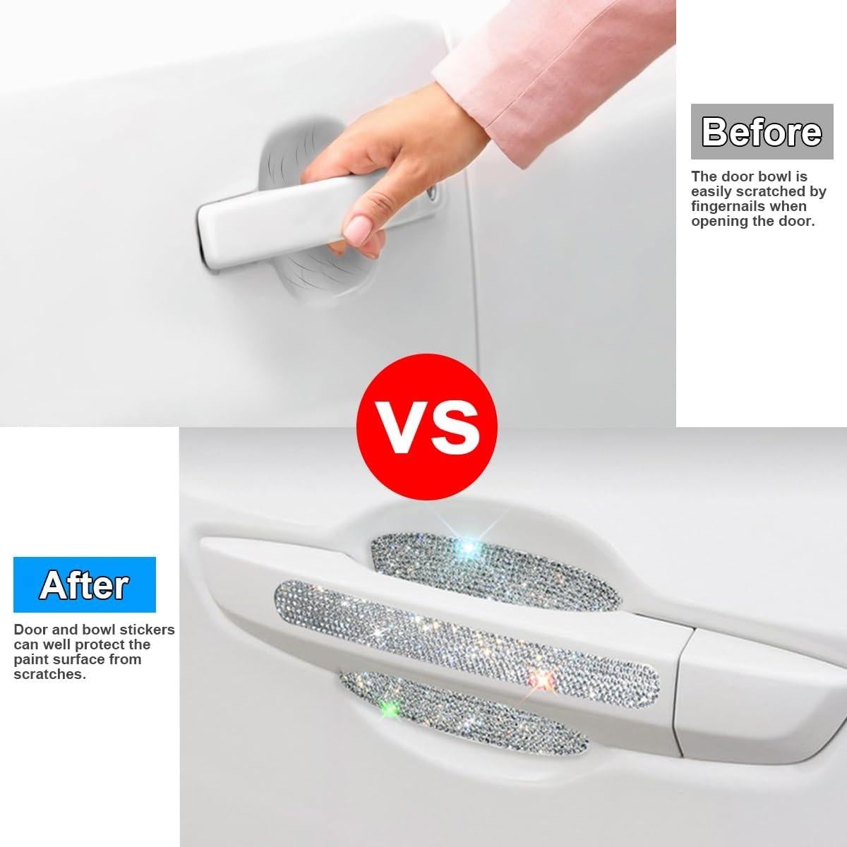 Mandark Protector de Manija de Puerta de Coche 8 Piezas Blanco