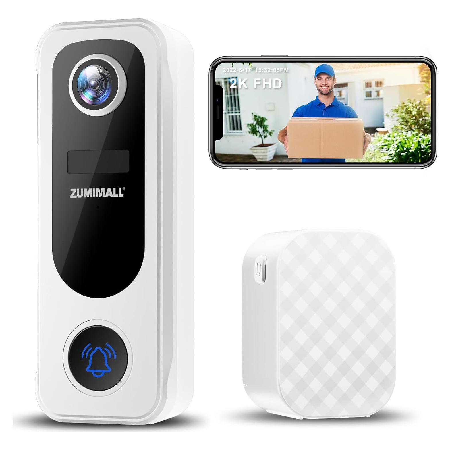 Cámara de Timbre ZUMIMALL Inalámbrica 2K con Audio Bidireccional