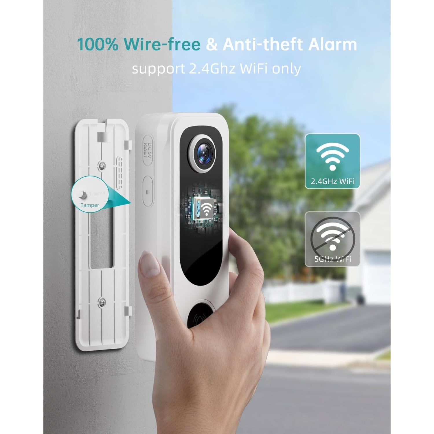 Cámara de Timbre ZUMIMALL Inalámbrica 2K con Audio Bidireccional