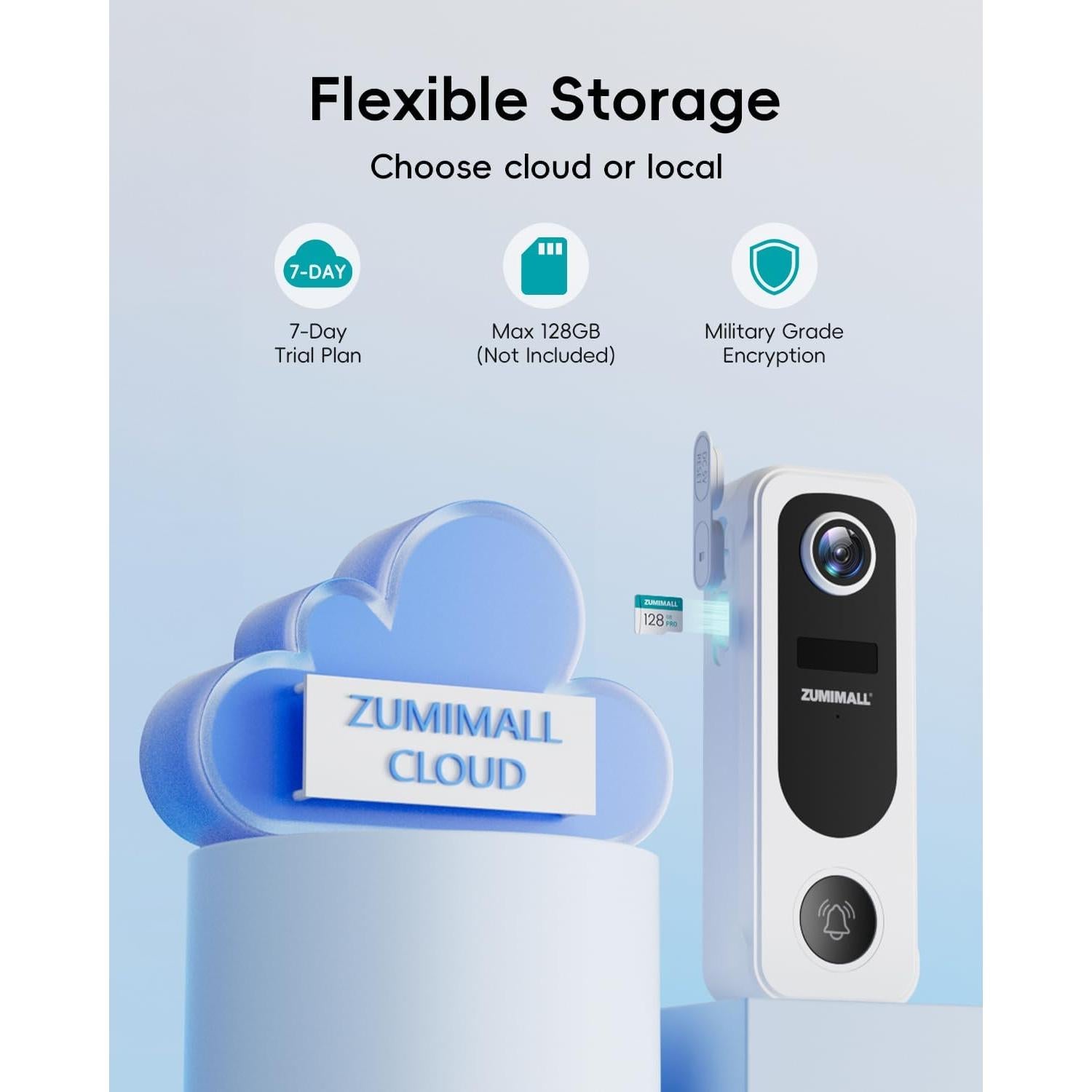 Cámara de Timbre ZUMIMALL Inalámbrica 2K con Audio Bidireccional