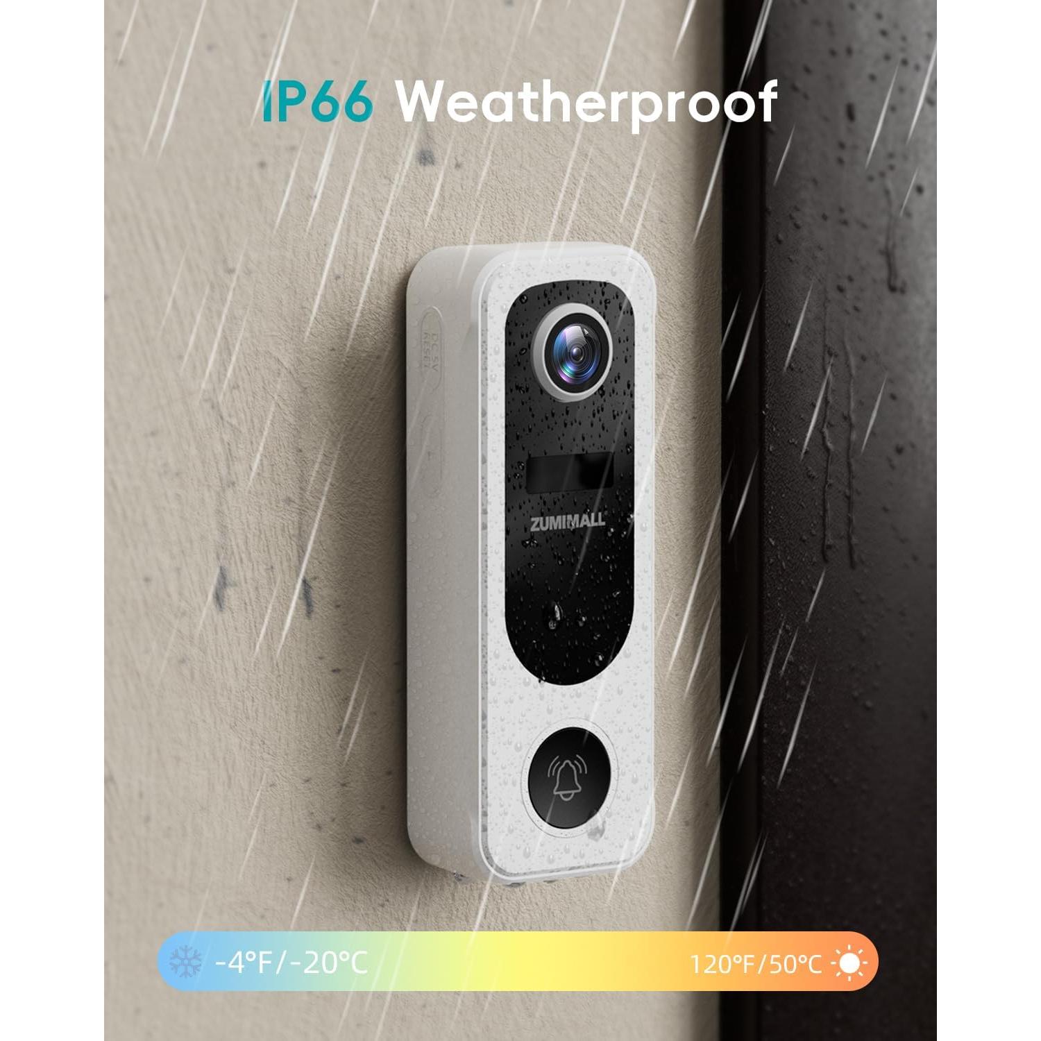 Cámara de Timbre ZUMIMALL Inalámbrica 2K con Audio Bidireccional