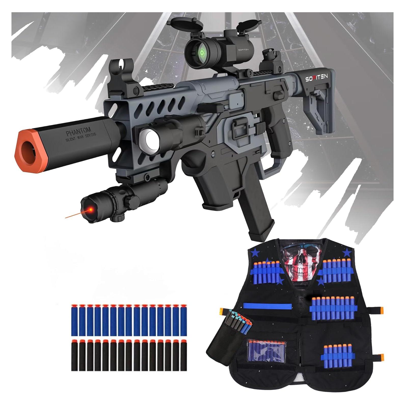 Rifle de Juguete SOFITEN Automático con Chaleco y Dardos