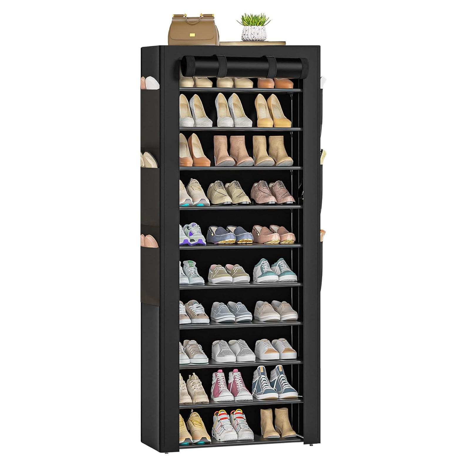 Estante para zapatos OYREL negro 10 niveles 60x30x175 cm