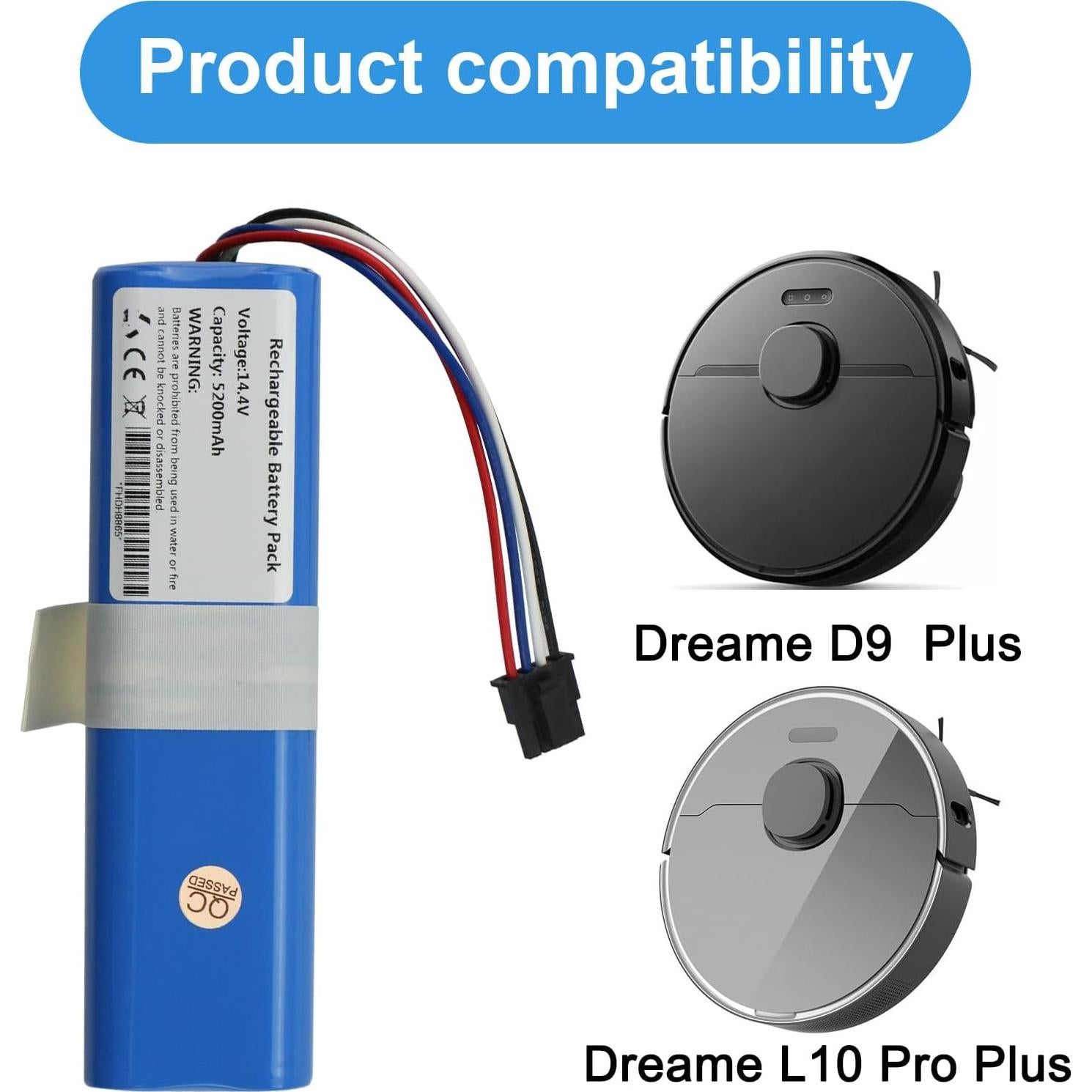 Batería 5200mAh 14.4V para Aspiradora Xiaomi Dreame D10s L10s