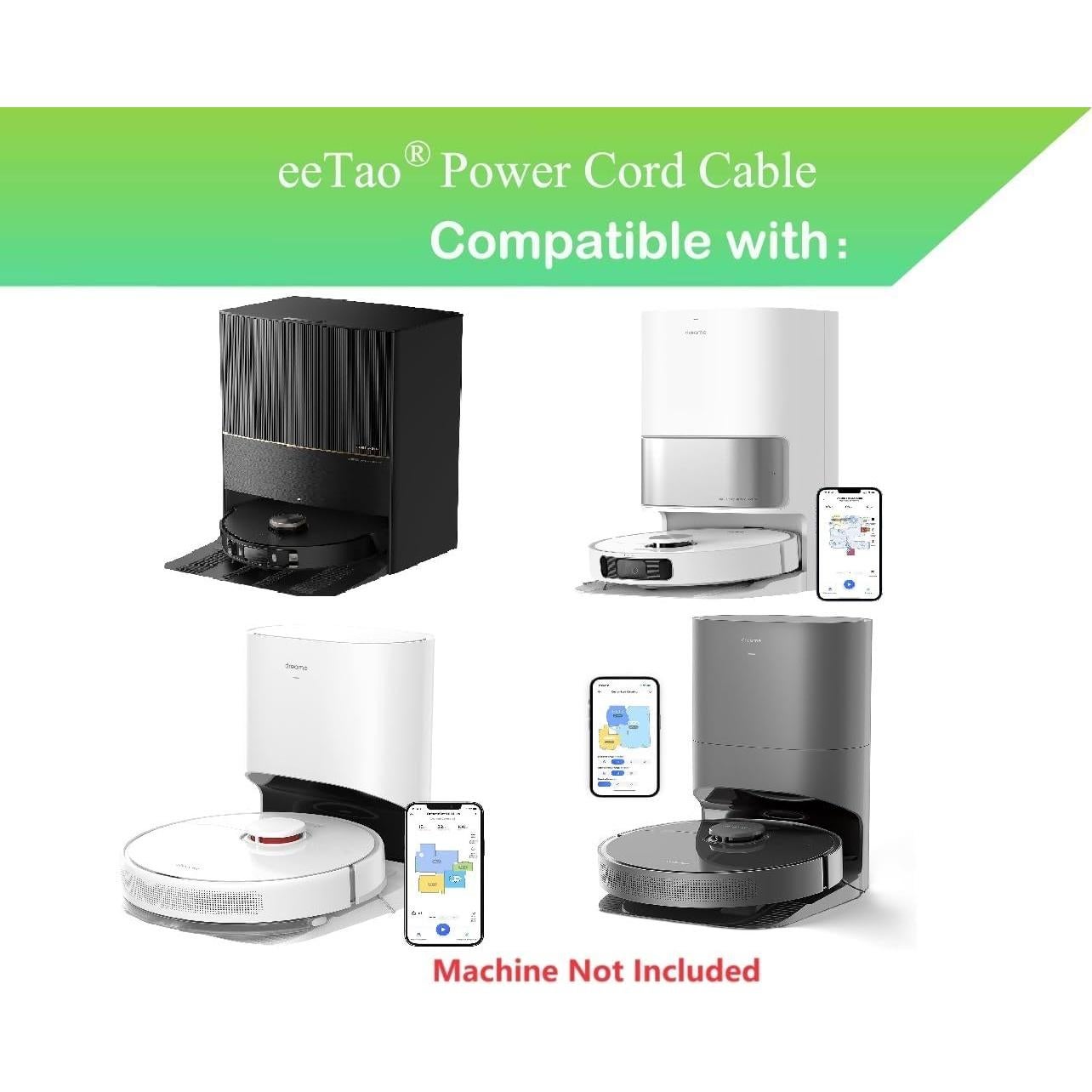 Cable de carga CA 3 clavijas eeTao para dreame L10S L20 D10s