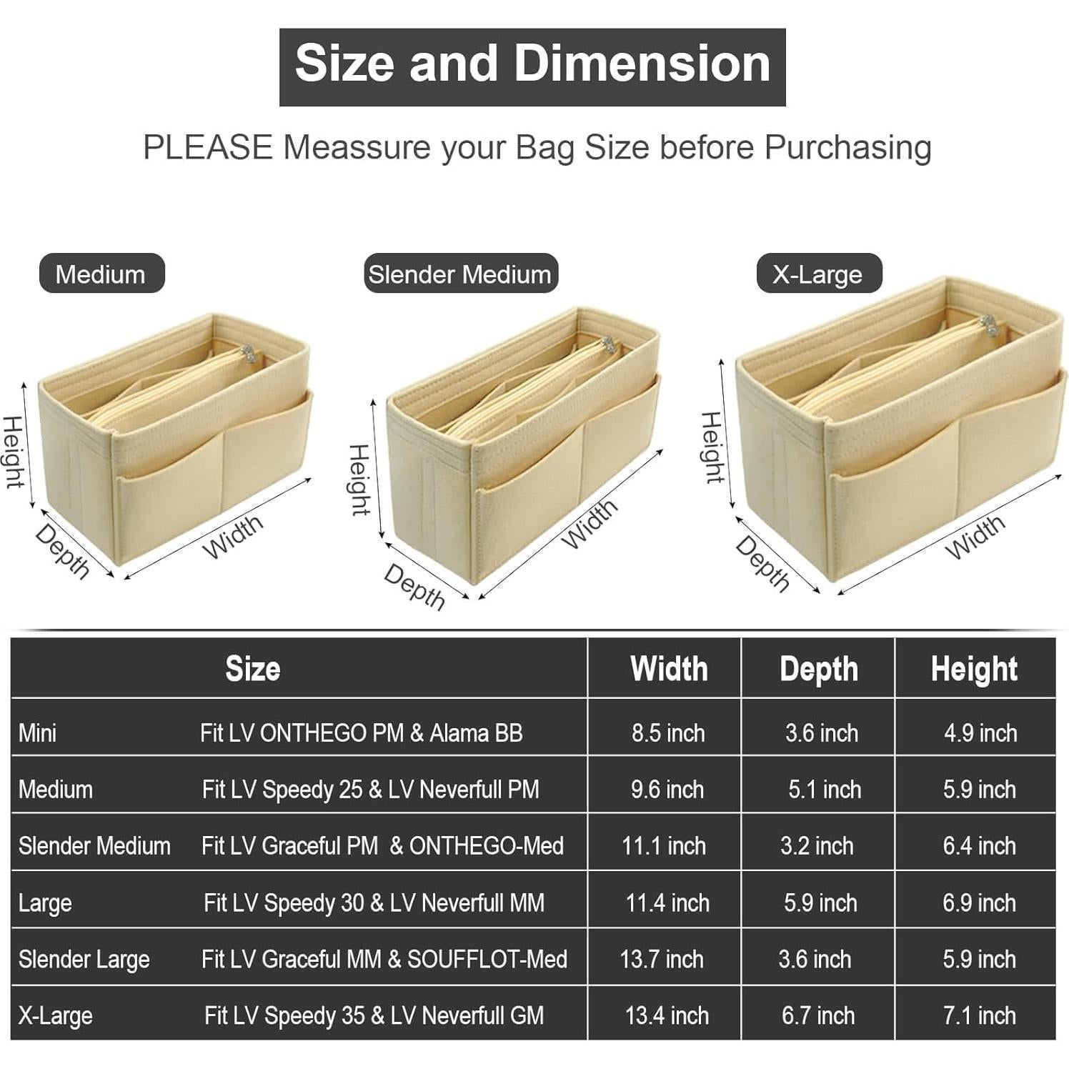 Organizador de bolso OMYSTYLE Mediano Beige 13 compartimentos