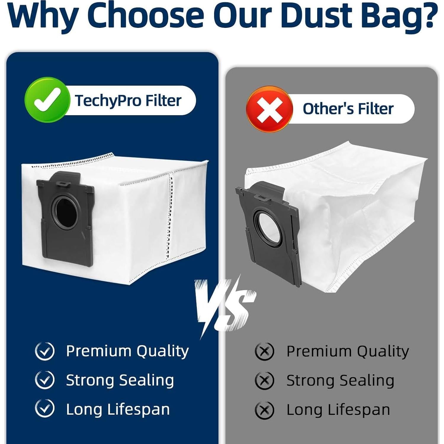 Paquete de 10 bolsas de polvo Techypro para aspiradora Dreame