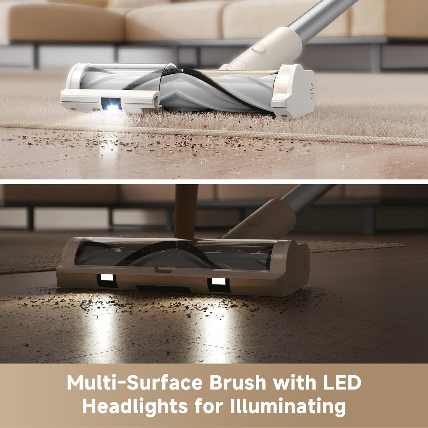 DREAME Cordless Vacuum Cleaner R10 Pure, 120AW Powerful Suction, Stick Vacuum Cleaner for Home, Anti-Tangle, LED Headlights, Up to 60 Mins Runtime, Lightweight for Carpet, Hard Floor, Pet Hair