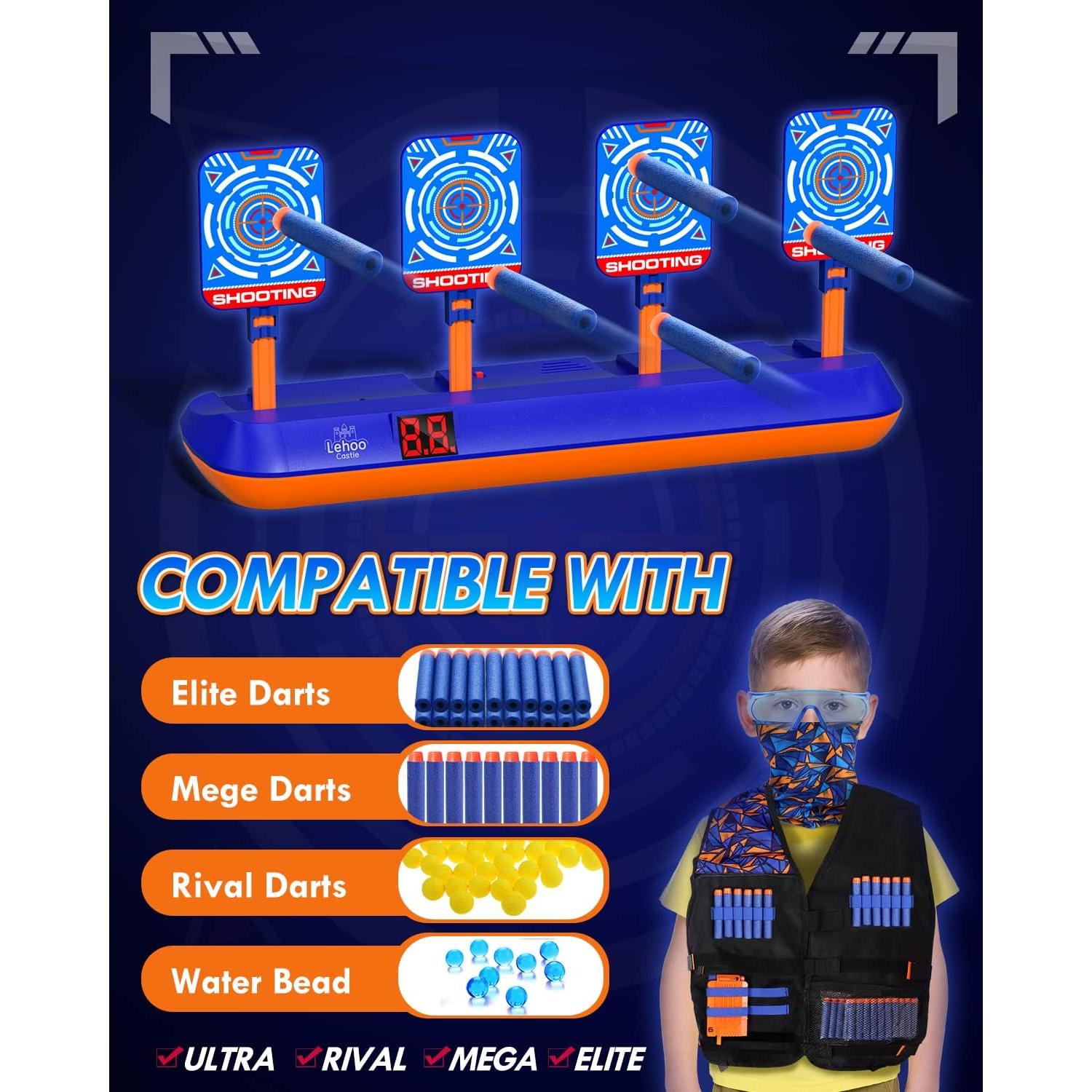 Lehoo Castle Objetivo Electrónico para Nerf con Chaleco